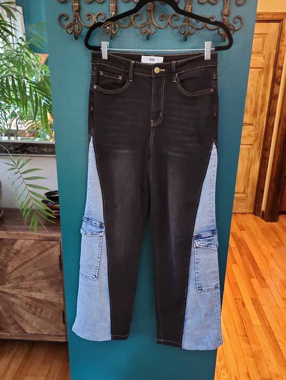 Oversize (Up To Size 12) Take By Denim BAR - Wide Leg Two Tone Cargo Jeans